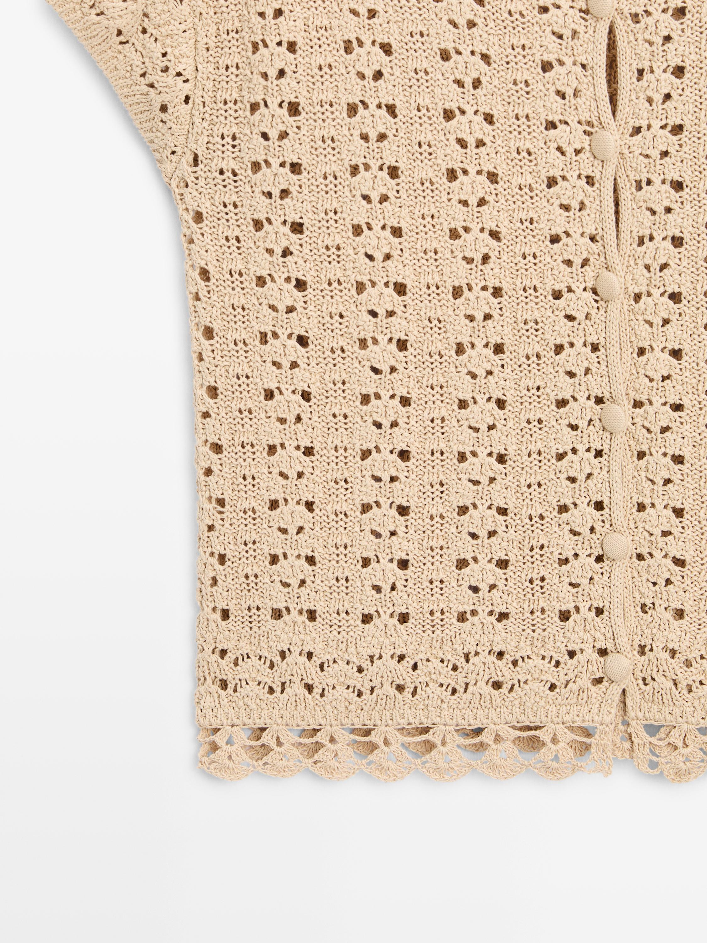 Short sleeve crochet knit cardigan